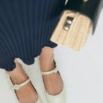 Larroudé Blair Mary Jane Ballet Flats Women's 10 Patent Ivory Buckled Strap