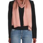 Calvin Klein Solid Satin Scarf Women's One size Desert Rose Frayed Edges