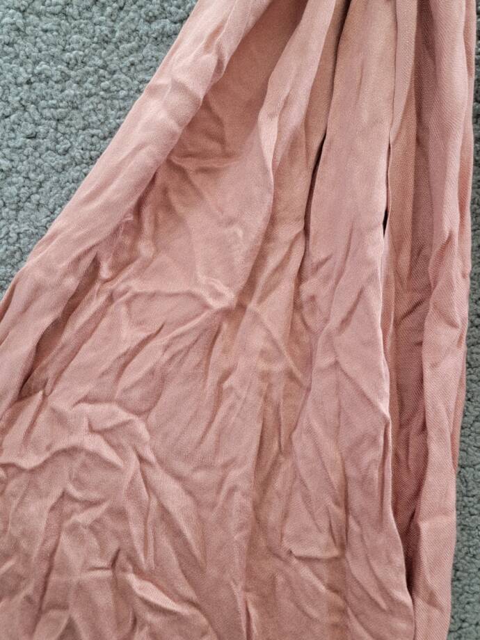 Calvin Klein Solid Satin Scarf Women's One size Desert Rose Frayed Edges