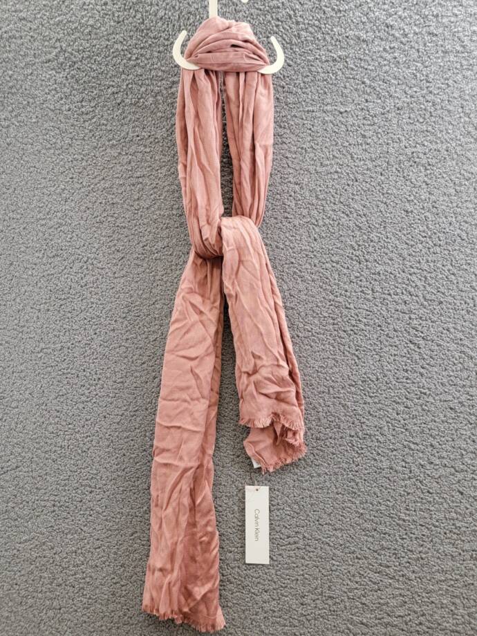 Calvin Klein Solid Satin Scarf Women's One size Desert Rose Frayed Edges