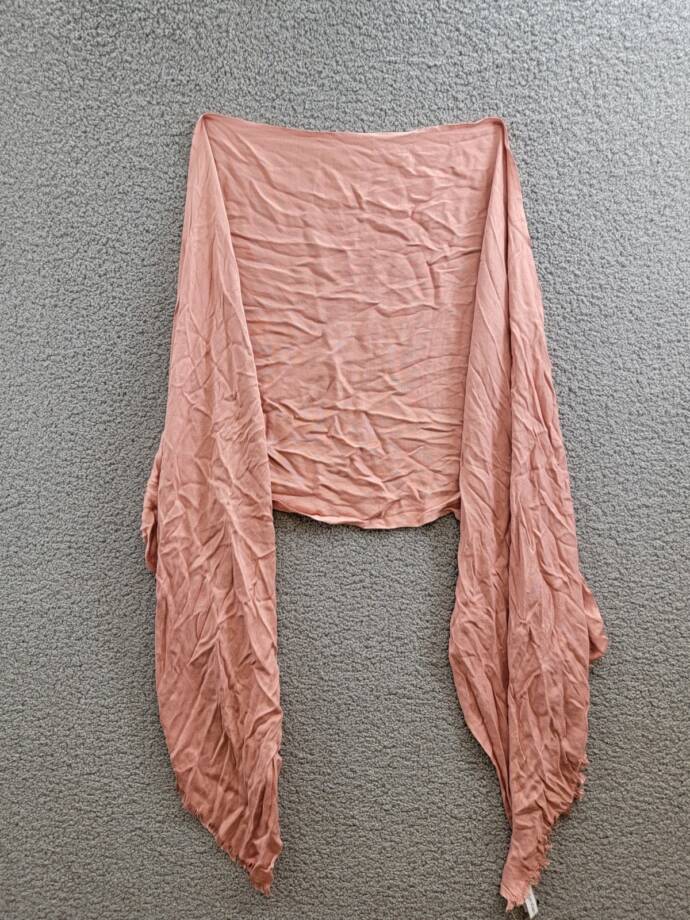 Calvin Klein Solid Satin Scarf Women's One size Desert Rose Frayed Edges