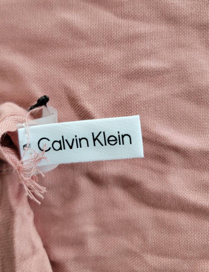 Calvin Klein Solid Satin Scarf Women's One size Desert Rose Frayed Edges