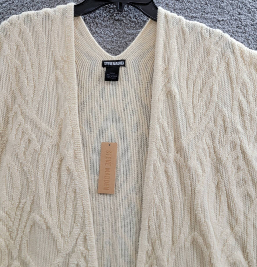 Steve Madden Medallion Brushed Topper Women's OSFM Ivory Fringe Trim