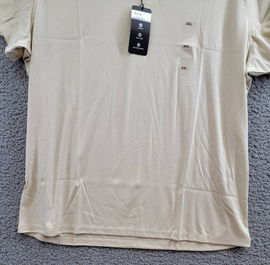 Alfani AlfaTech Stretch Solid Polo Shirt Men's XXL Brown Rice Short Sleeves
