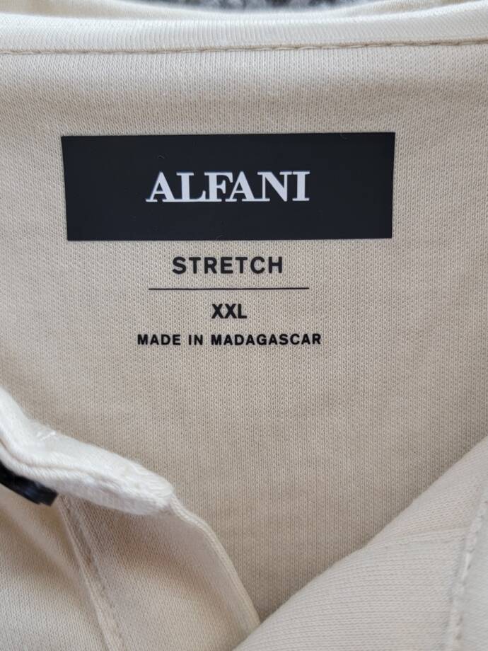 Alfani AlfaTech Stretch Solid Polo Shirt Men's XXL Brown Rice Short Sleeves
