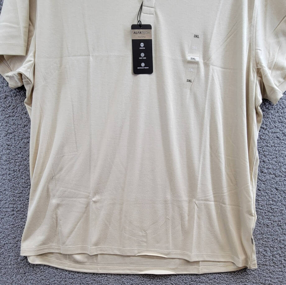 Alfani AlfaTech Stretch Solid Polo Shirt Men's 3XL Brown Rice Short Sleeves