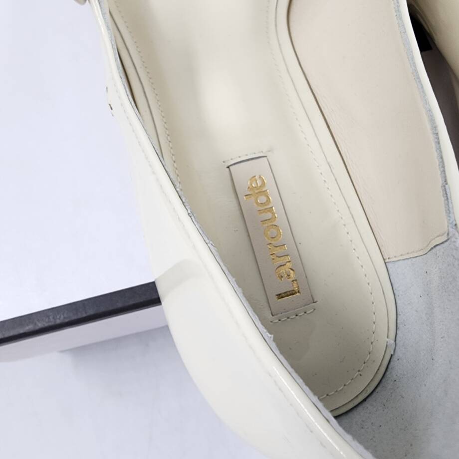 Larroudé Blair Mary Jane Ballet Flats Women's 10 Patent Ivory Buckled Strap