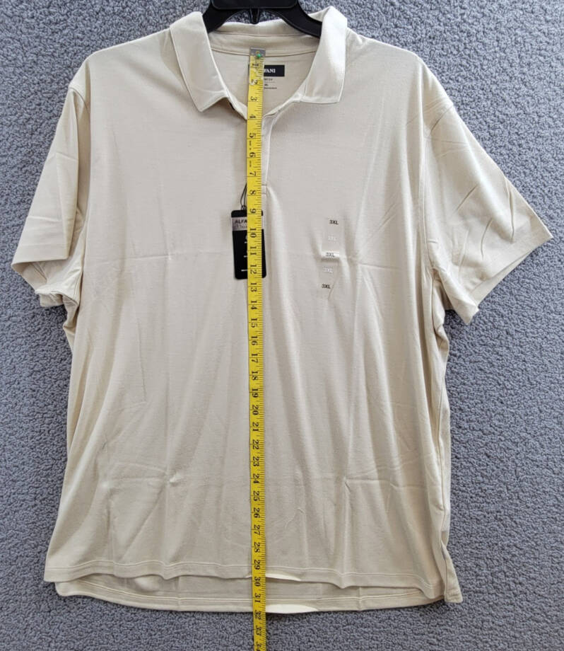 Alfani AlfaTech Stretch Solid Polo Shirt Men's 3XL Brown Rice Short Sleeves