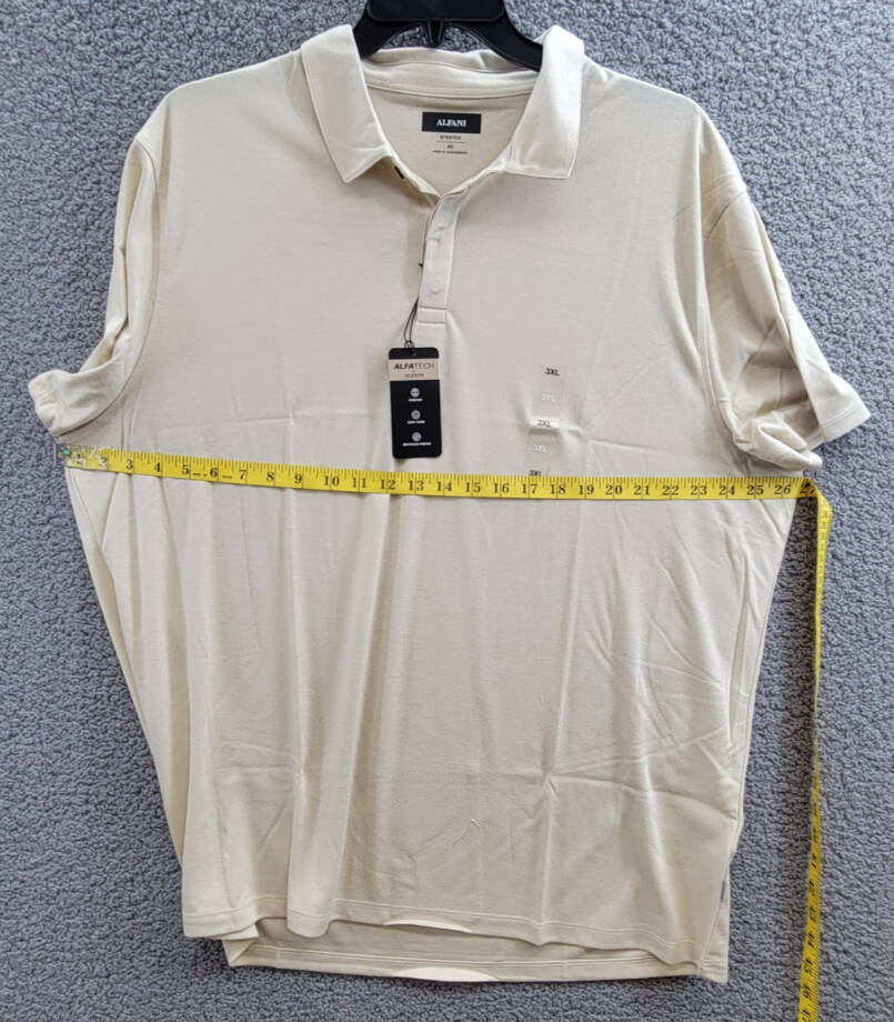 Alfani AlfaTech Stretch Solid Polo Shirt Men's 3XL Brown Rice Short Sleeves