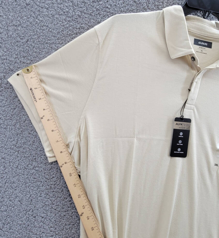 Alfani AlfaTech Stretch Solid Polo Shirt Men's 3XL Brown Rice Short Sleeves