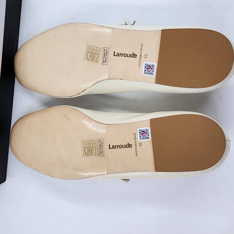 Larroudé Blair Mary Jane Ballet Flats Women's 10 Patent Ivory Buckled Strap