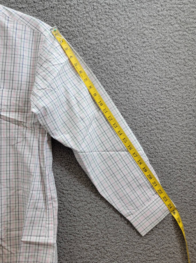 Club Room Regular Fit Letto Plaid Dress Shirt Men's 17 34/35 Green Pink Button