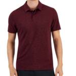 Alfani Alfatech Stretch Marled Polo Shirt Men's S Maroon Banner Short Sleeve