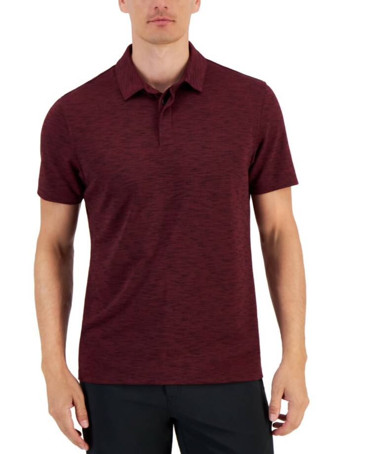 Alfani Alfatech Stretch Marled Polo Shirt Men's S Maroon Banner Short Sleeve