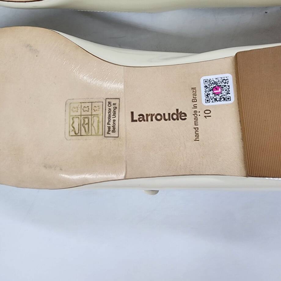 Larroudé Blair Mary Jane Ballet Flats Women's 10 Patent Ivory Buckled Strap