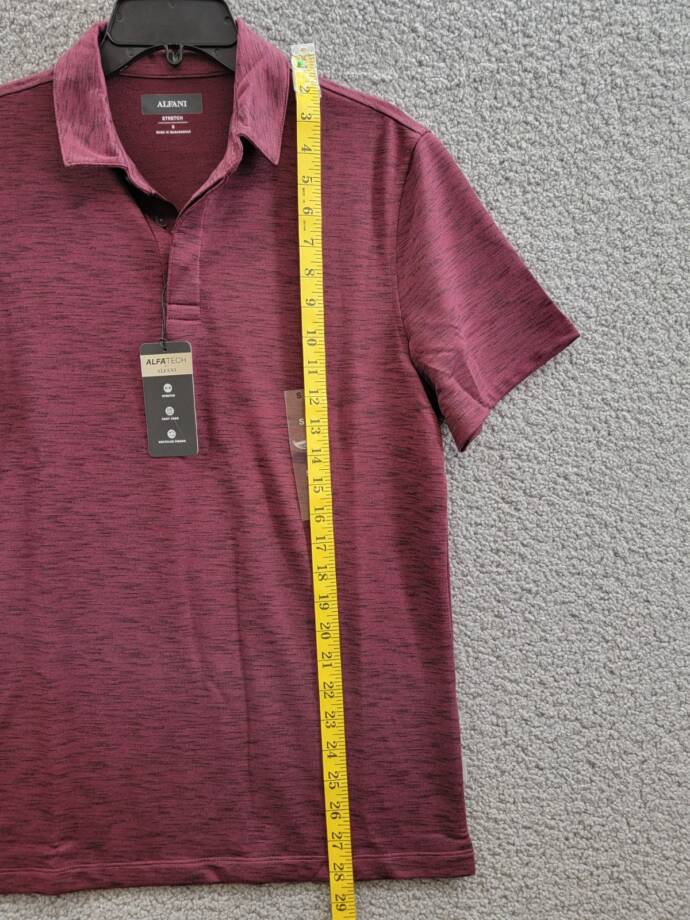 Alfani Alfatech Stretch Marled Polo Shirt Men's S Maroon Banner Short Sleeve