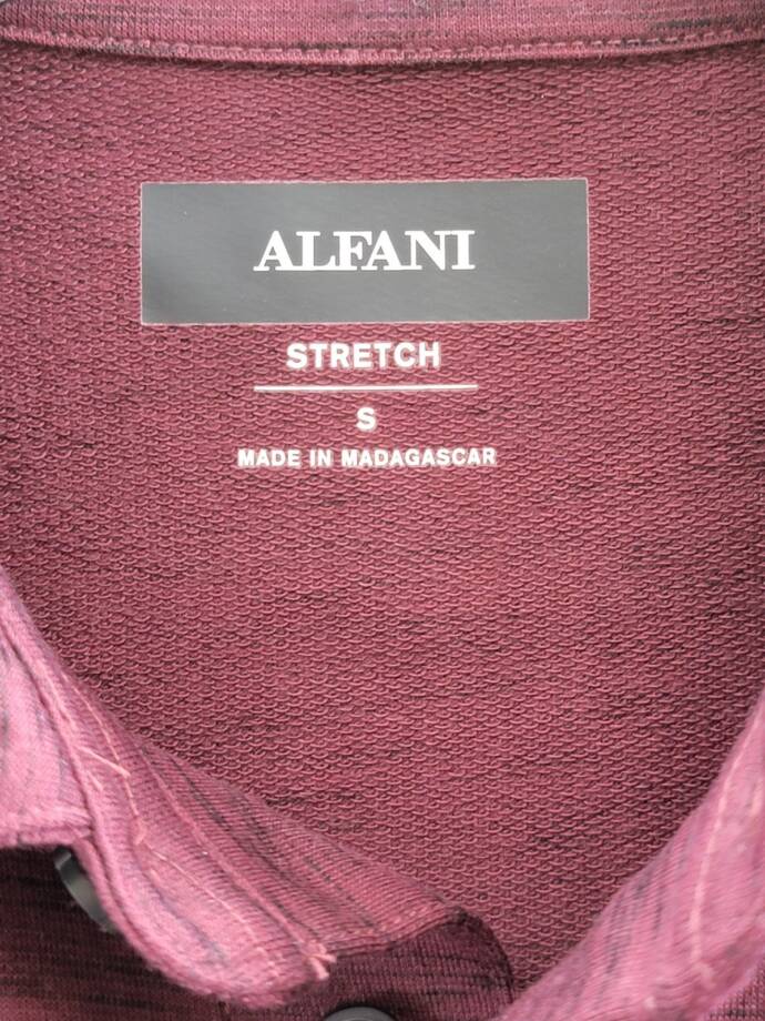 Alfani Alfatech Stretch Marled Polo Shirt Men's S Maroon Banner Short Sleeve