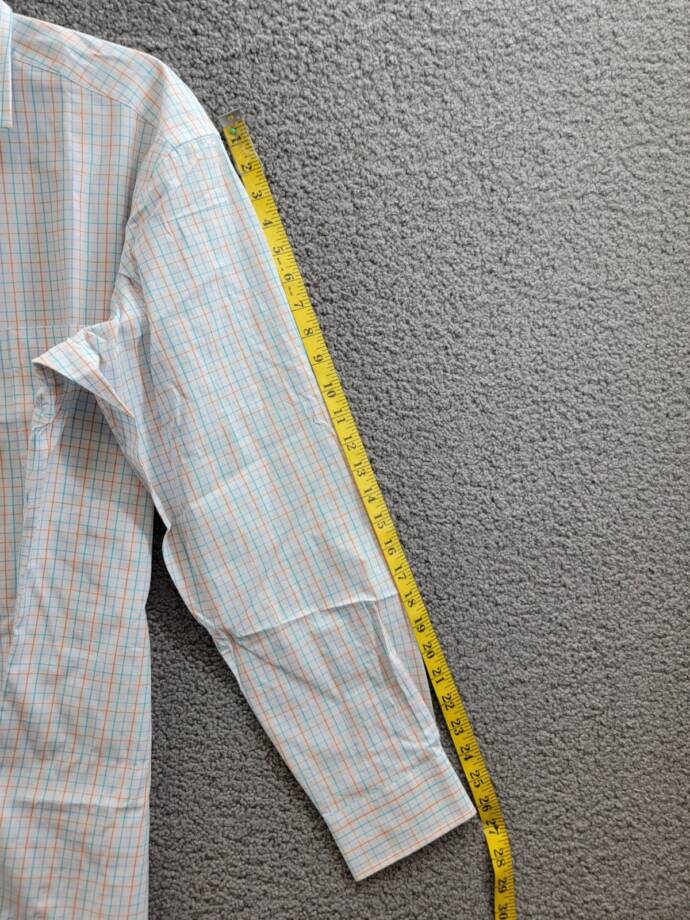 Club Room Regular Fit Performance Dress Shirt Men's 16 34-35 Orange/Aqua