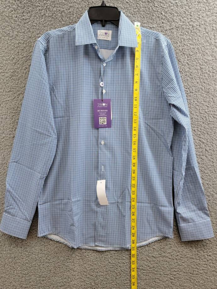 Tayion Collection Slim-Fit Check Dress Shirt Men's M 15-15.5 34-35 Blue Multi