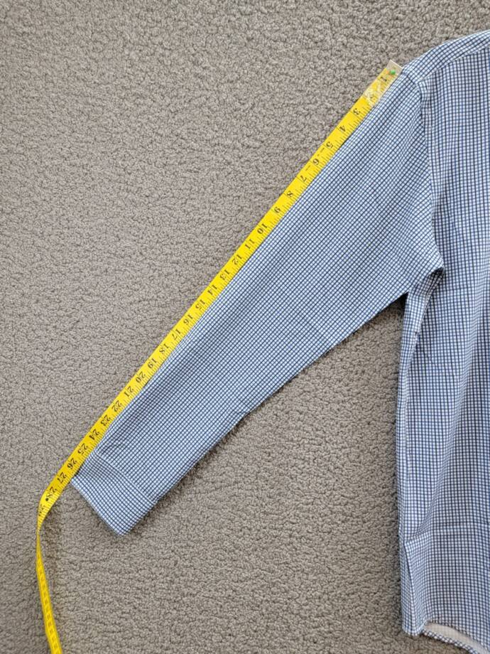 Tayion Collection Slim-Fit Check Dress Shirt Men's M 15-15.5 34-35 Blue Multi