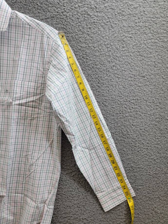 Club Room Regular Fit Letto Plaid Dress Shirt Men's 16.5 34-35 Green/Pink L/S