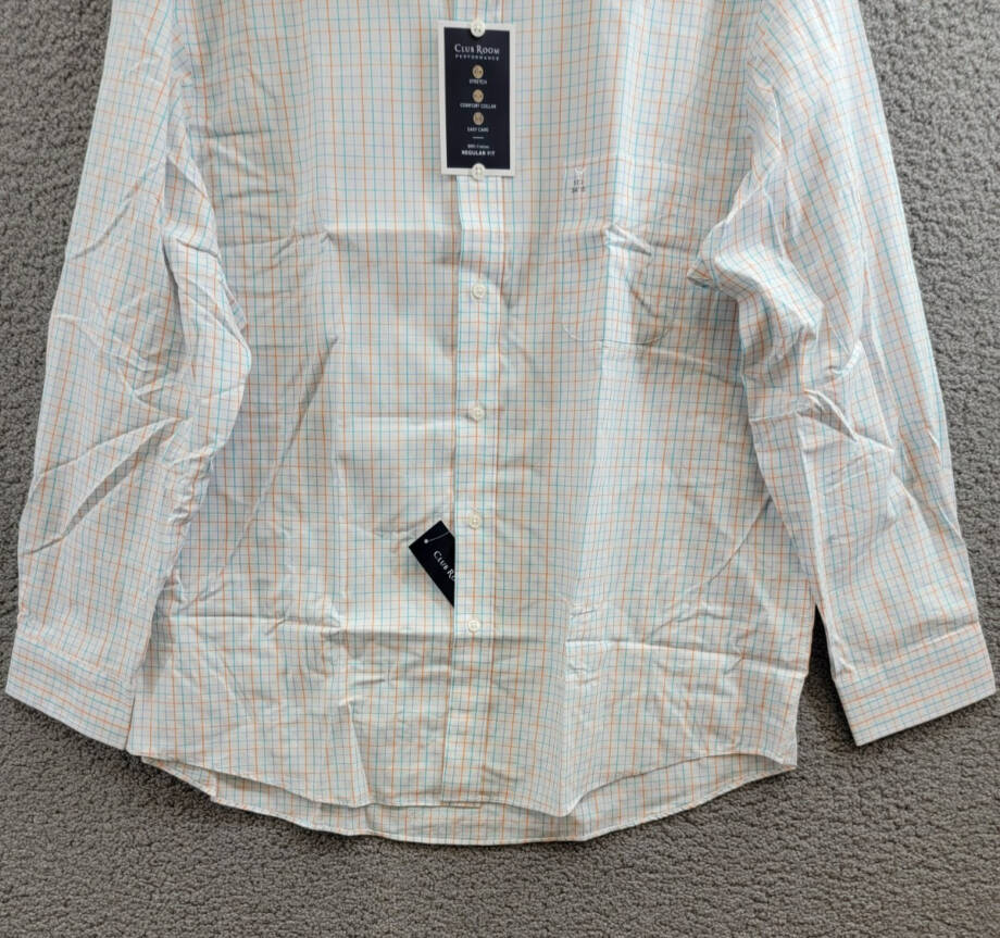 Club Room Regular Fit Performance Easy-Care Dress Shirt Men's 17.5 34-35 Multi