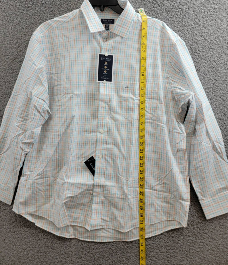 Club Room Regular Fit Performance Easy-Care Dress Shirt Men's 17.5 34-35 Multi