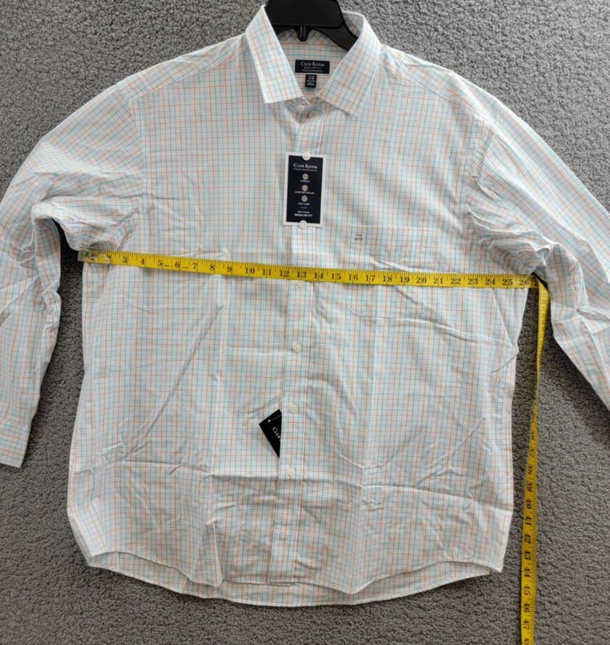 Club Room Regular Fit Performance Easy-Care Dress Shirt Men's 17.5 34-35 Multi