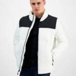 Club Room Colorblocked Quilted Full-Zip Puffer Jacket Men's XL Ice Long Sleeve