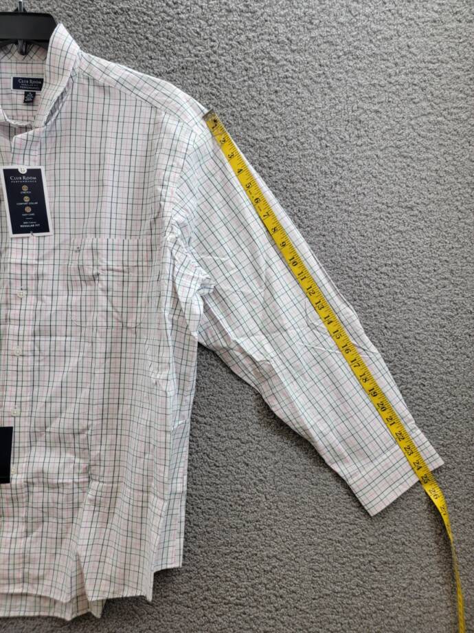 Club Room Regular Fit Letto Plaid Dress Shirt Men's 18 34-35 Green/Pink L/S