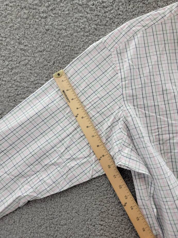 Club Room Regular Fit Letto Plaid Dress Shirt Men's 18 34-35 Green/Pink L/S