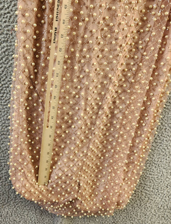 Liv Foster Pearl On Mesh Column Gown Women's 4 Pink Sleeveless Back Zip Closure~