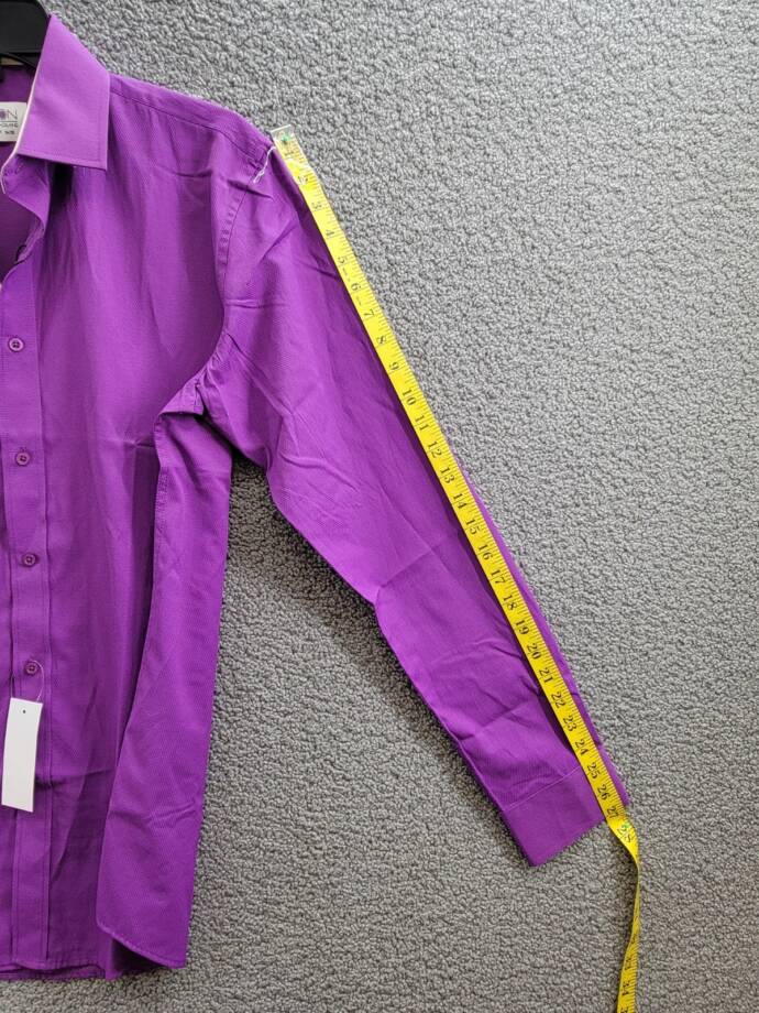 Tayion Collection Slim-Fit Gold Trim Dress Shirt Men's M 15-15.5 34-35 Purple