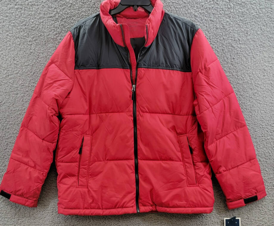 Club Room Colorblocked Quilted Full-Zip Puffer Jacket Men's L Red Long Sleeve