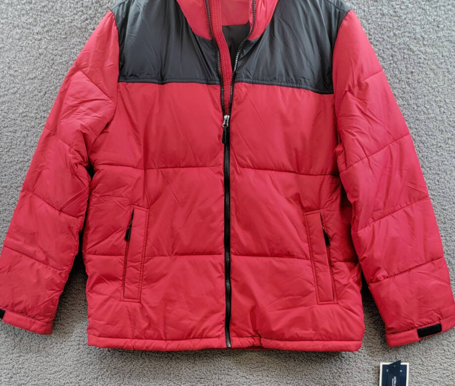Club Room Colorblocked Quilted Full-Zip Puffer Jacket Men's L Red Long Sleeve