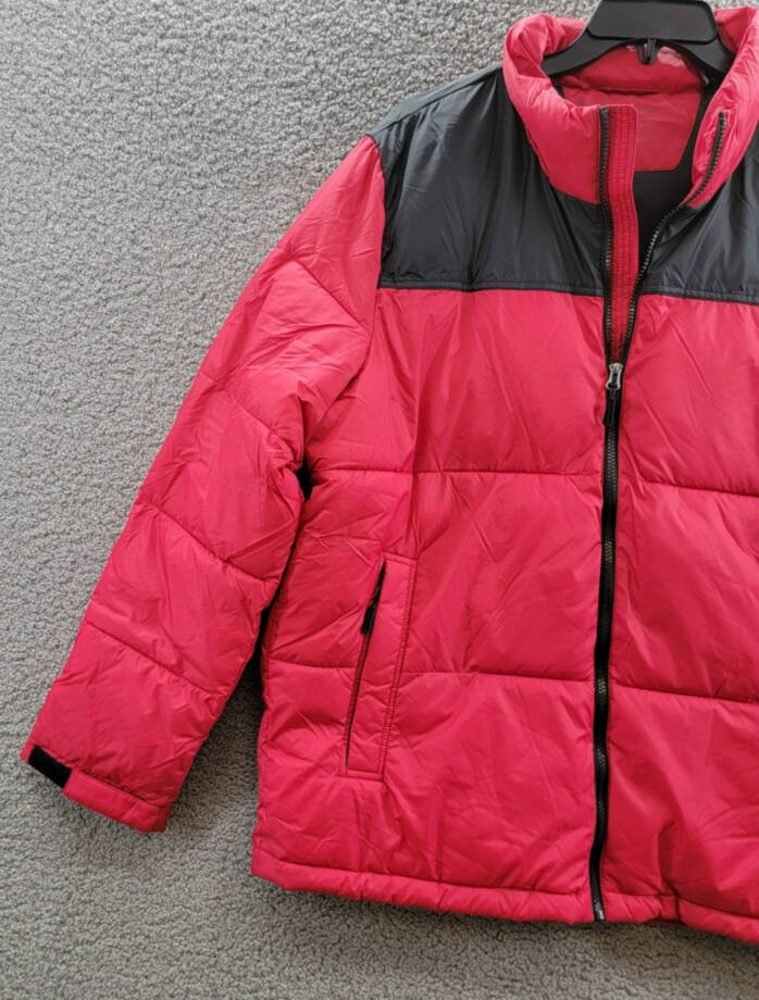 Club Room Colorblocked Quilted Full-Zip Puffer Jacket Men's L Red Long Sleeve