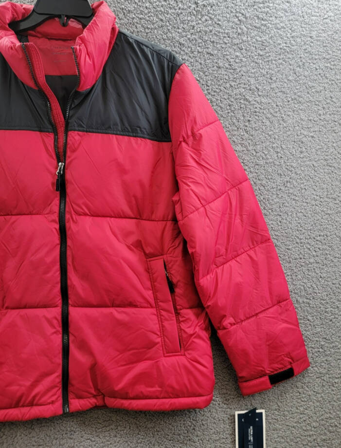 Club Room Colorblocked Quilted Full-Zip Puffer Jacket Men's L Red Long Sleeve
