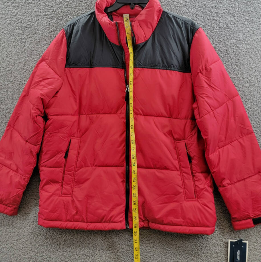 Club Room Colorblocked Quilted Full-Zip Puffer Jacket Men's L Red Long Sleeve