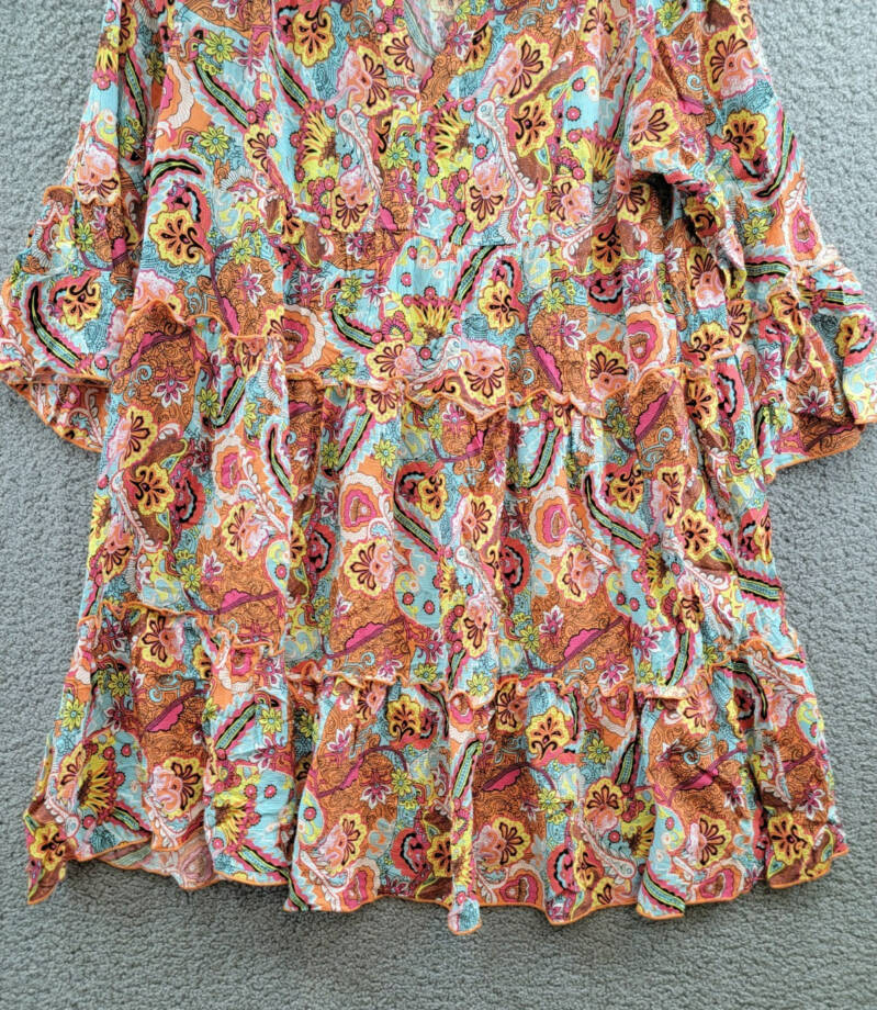 NY Collection Plus Size Long Sleeve Tiered Dress Women's 2X Multi Paisley