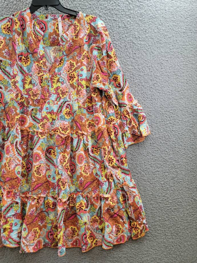 NY Collection Plus Size Long Sleeve Tiered Dress Women's 2X Multi Paisley