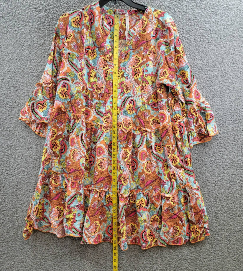 NY Collection Plus Size Long Sleeve Tiered Dress Women's 2X Multi Paisley