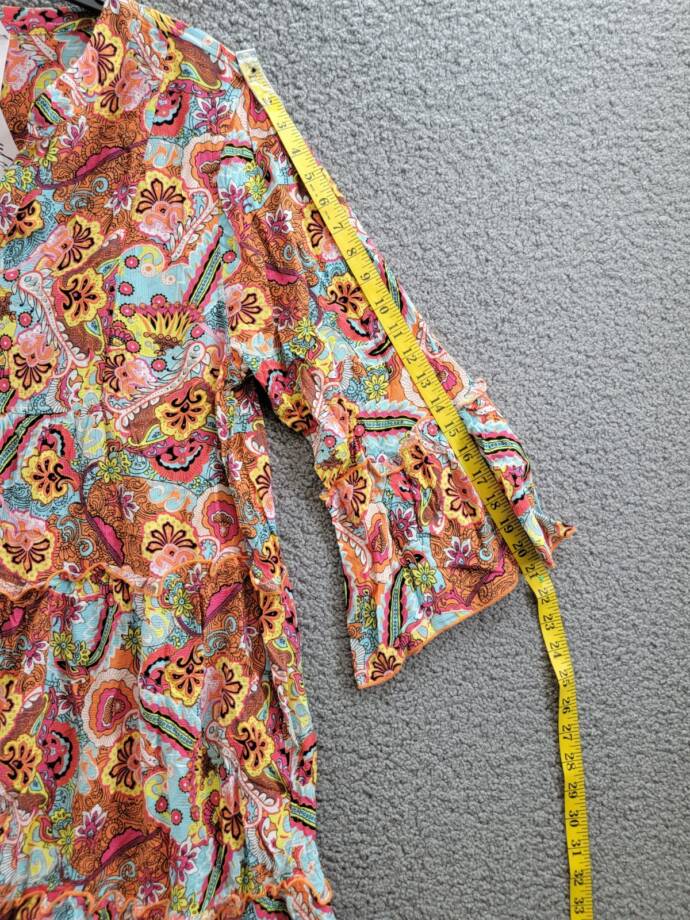 NY Collection Plus Size Long Sleeve Tiered Dress Women's 2X Multi Paisley