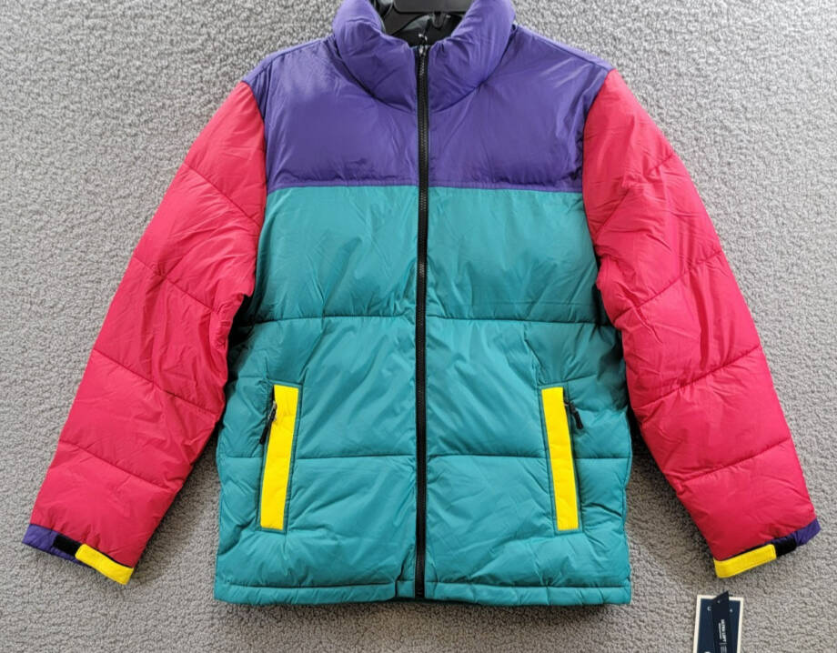 Club Room Colorblocked Quilted Full-Zip Puffer Jacket Men's M Multi Long Sleeve