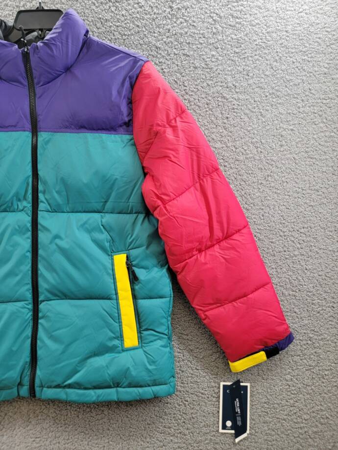 Club Room Colorblocked Quilted Full-Zip Puffer Jacket Men's M Multi Long Sleeve