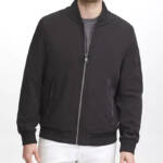 Calvin Klein Full-Zip Flight Embroidered Tonal Logo Jacket Men's M Black L/S