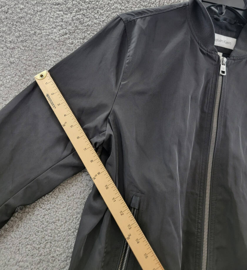 Calvin Klein Full-Zip Flight Embroidered Tonal Logo Jacket Men's M Black L/S
