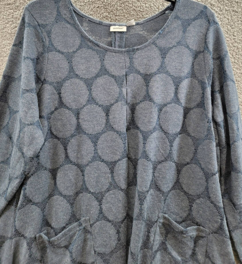 AVENUE Plus Size Emmery Pleat Detail Tunic Top Women's 22/24 Blue Long Sleeve