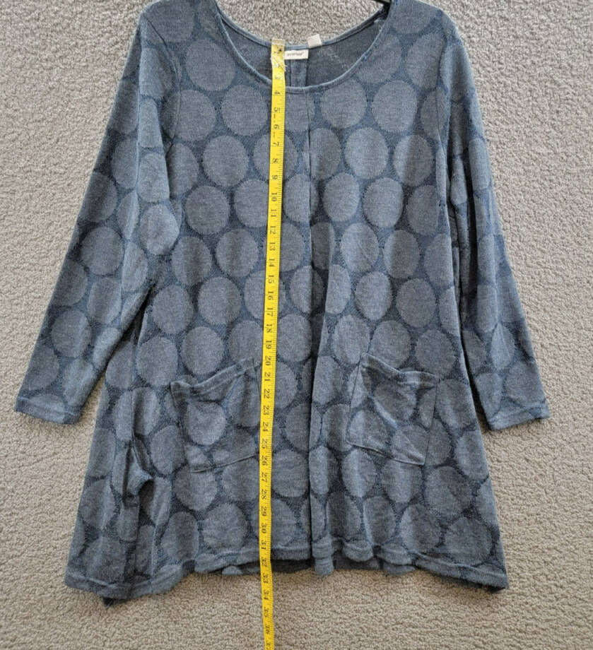 AVENUE Plus Size Emmery Pleat Detail Tunic Top Women's 22/24 Blue Long Sleeve