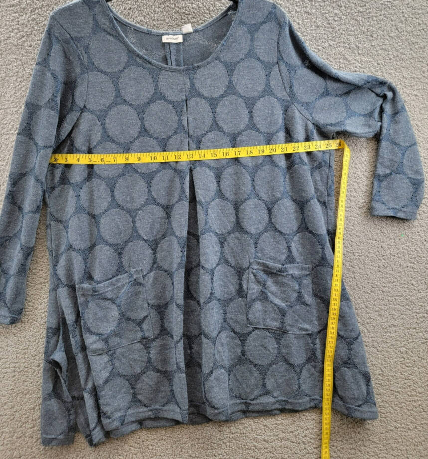 AVENUE Plus Size Emmery Pleat Detail Tunic Top Women's 22/24 Blue Long Sleeve