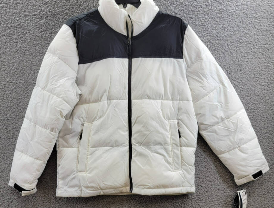 Club Room Colorblocked Quilted Full-Zip Puffer Jacket Men's M Ice Long Sleeve